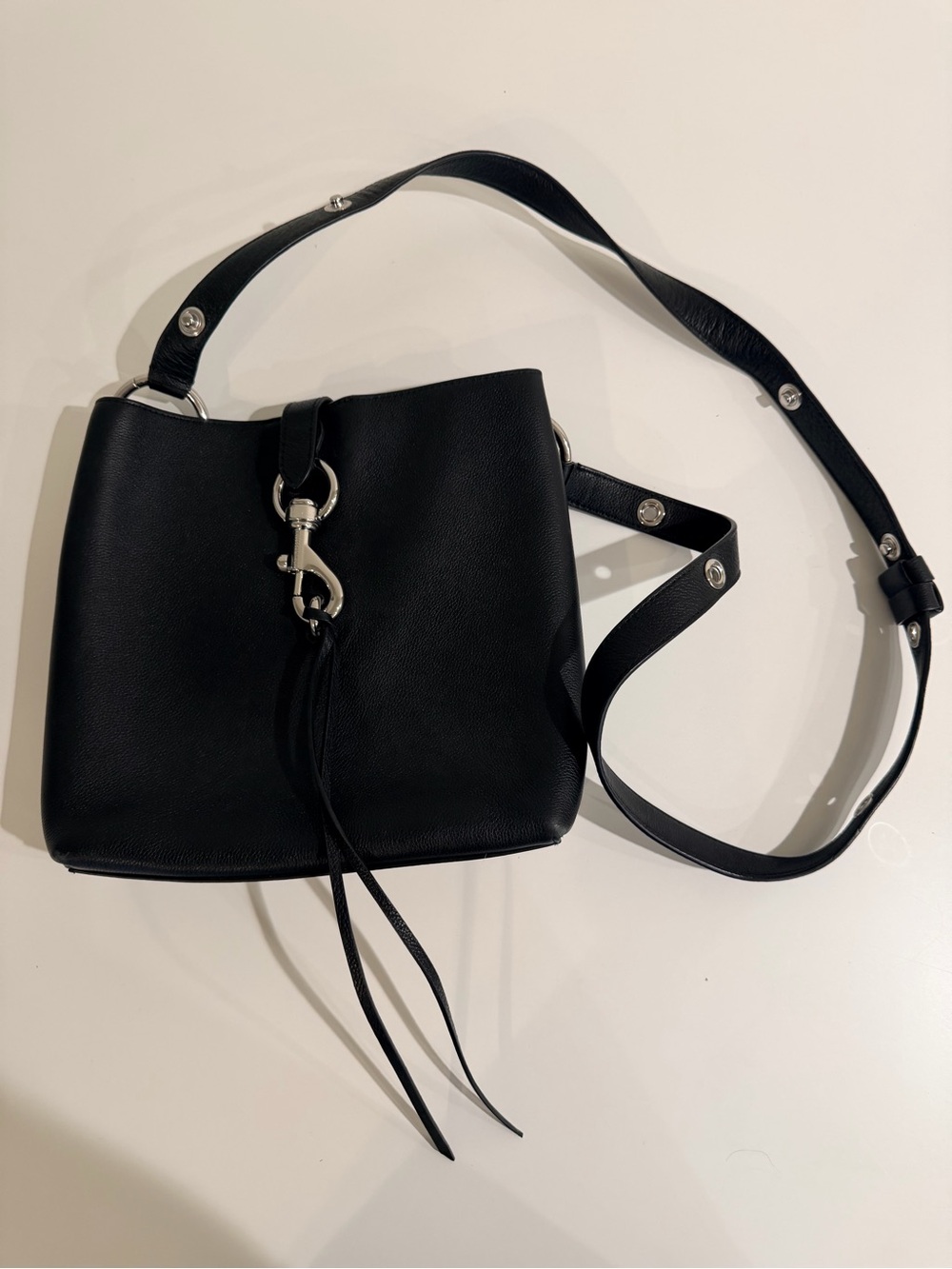 Rebecca Minkoff Black Pebbled Leather Crossbody with Silver Hardware